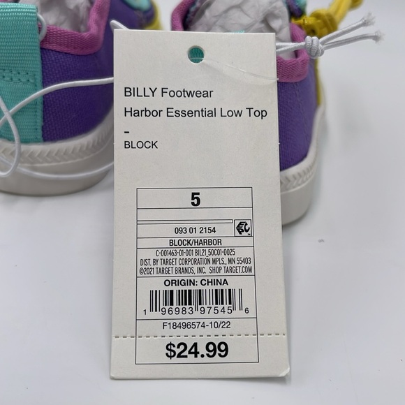 NWT BILLY Footwear Girls’ Haring Colorblock Zipper Sneakers - Size 5 - Picture 6 of 10